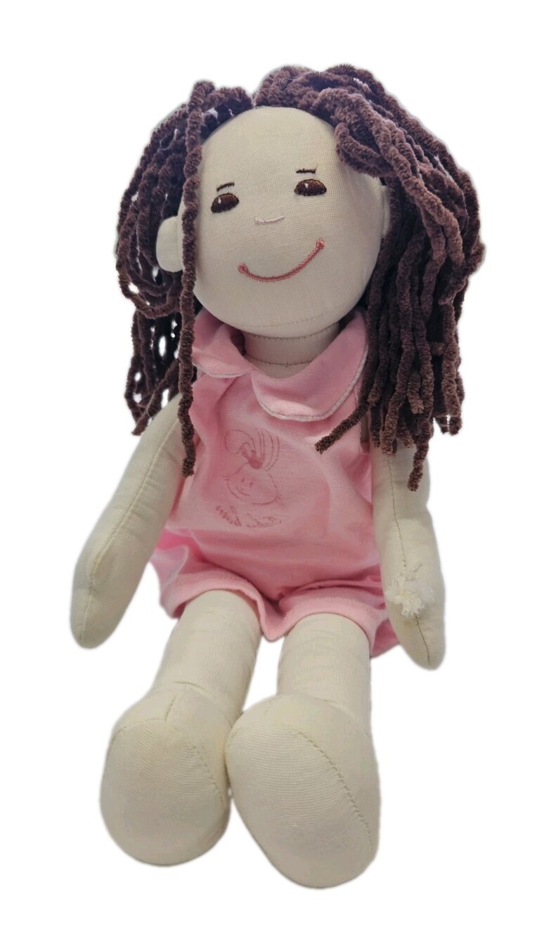 HABA ALL CLOTH RAG DOLL, BROWN HAIR, NUDE, MADE IN GERMANY, WASHABLE